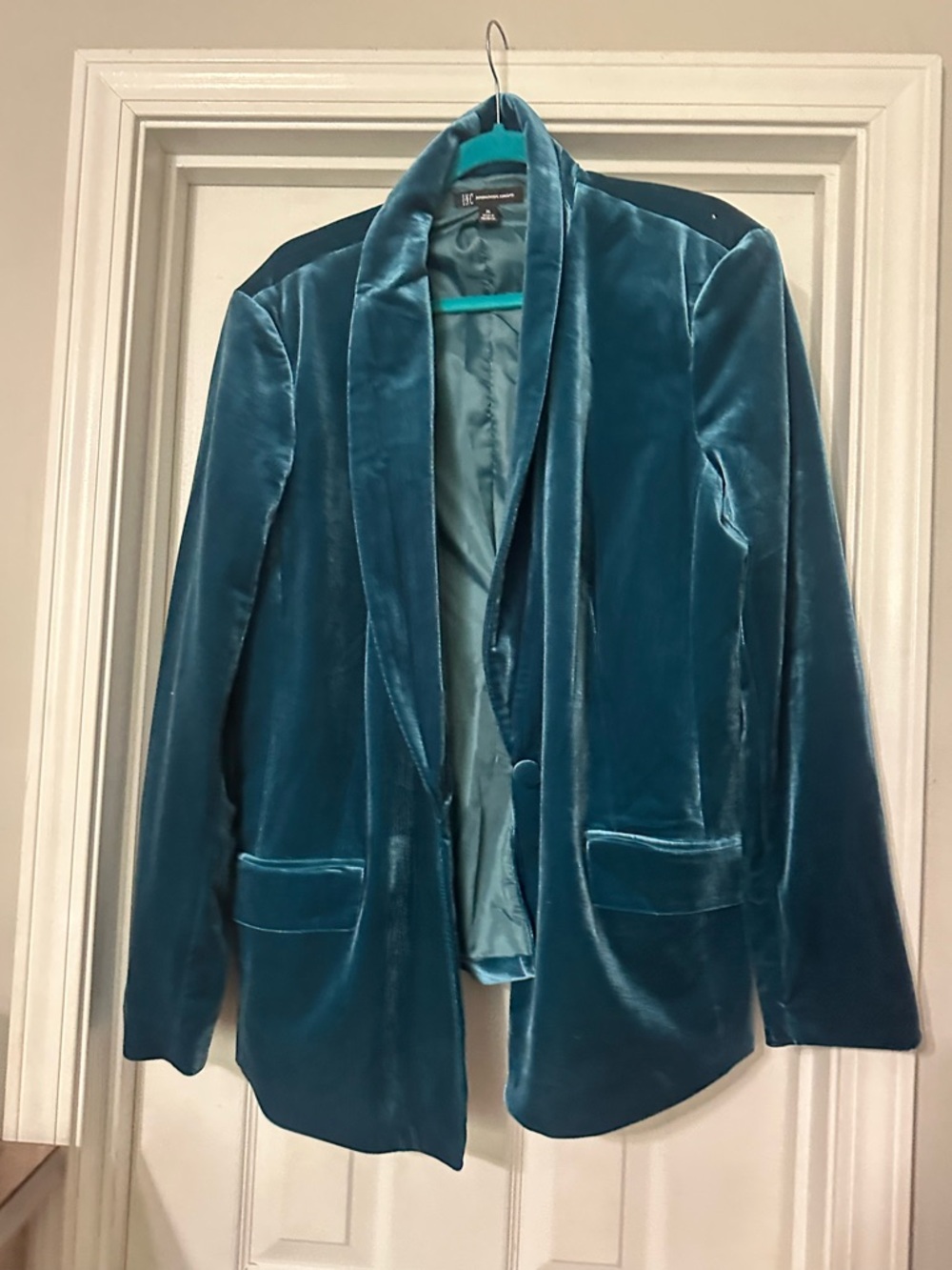 INC International Concepts Teal Velvet Blazer Jacket